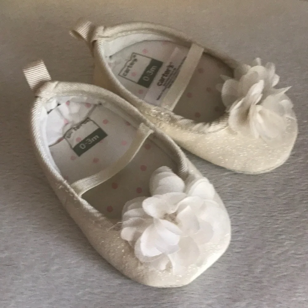 Adorable Baby Girl Shimmer Sparkle flower shoes